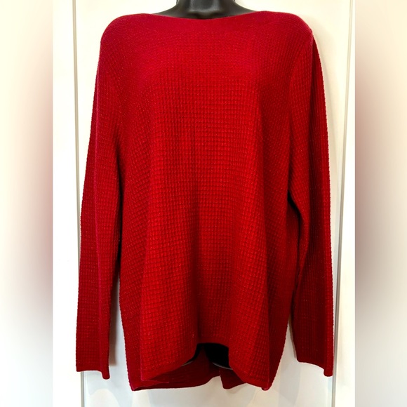 Northern Reflections Tops - ❣️SOLD❣️ Northern Reflections Gorgeous Red Sparkle Fine Knit Sweater Top